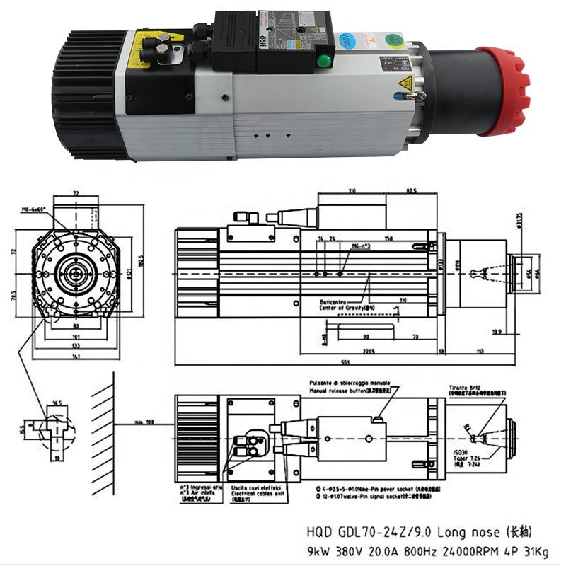 Motor Spindle HQD 9kw 220v 380 - Spindle Motor ulasan dan harga